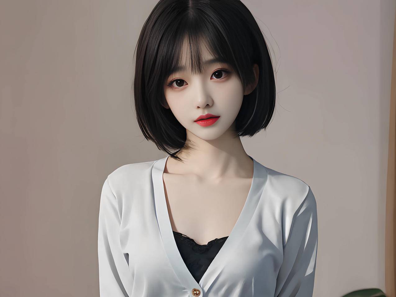 短发美女 ai绘画 动漫平板桌面壁纸