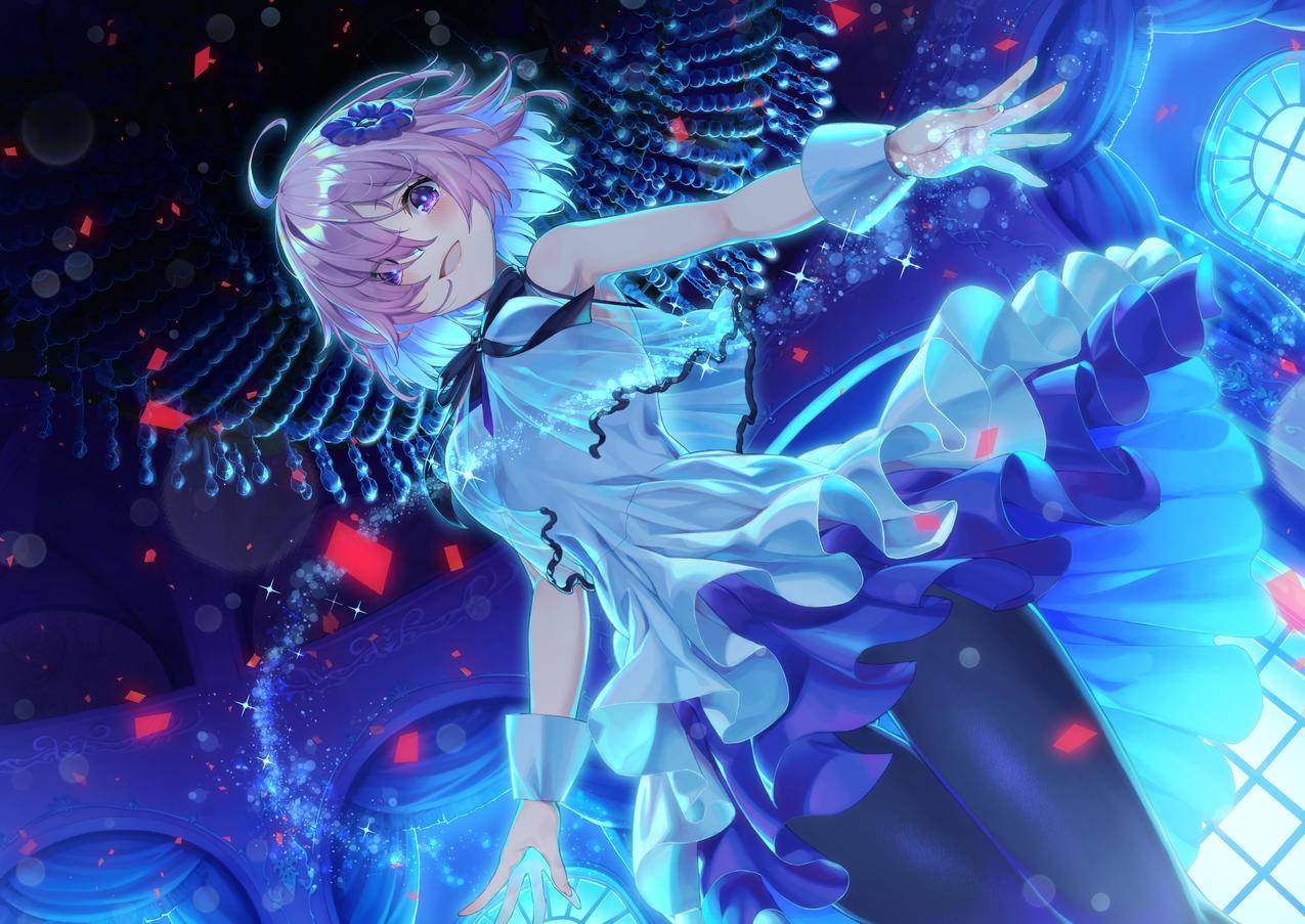 《fate series》花 蓝白裙 星光 4K高清动漫壁纸