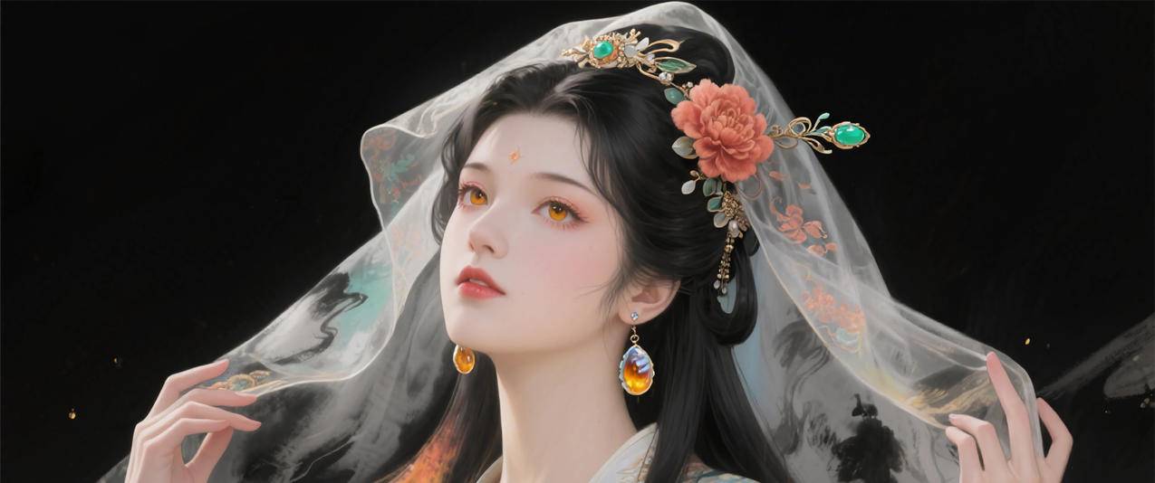 古风姑娘头纱唯美 3440x1440带鱼屏动漫壁纸