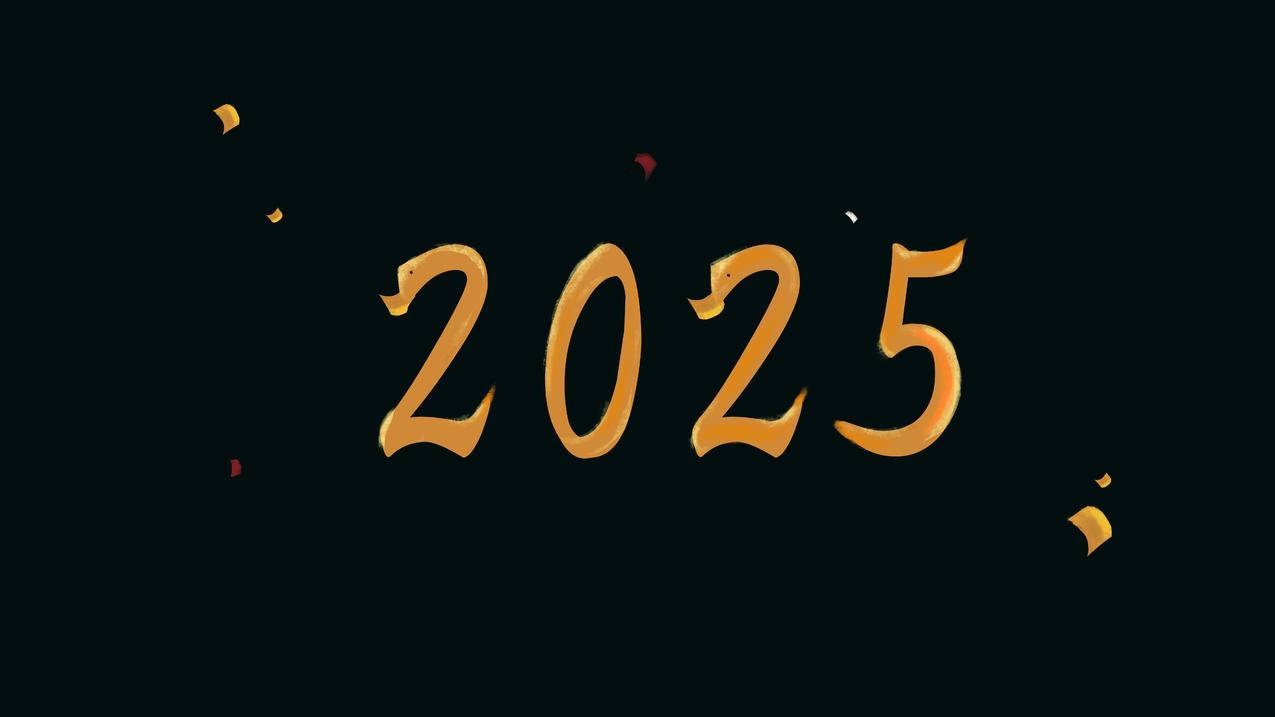 2025艺术字蛇新年8K高清壁纸8000x4500