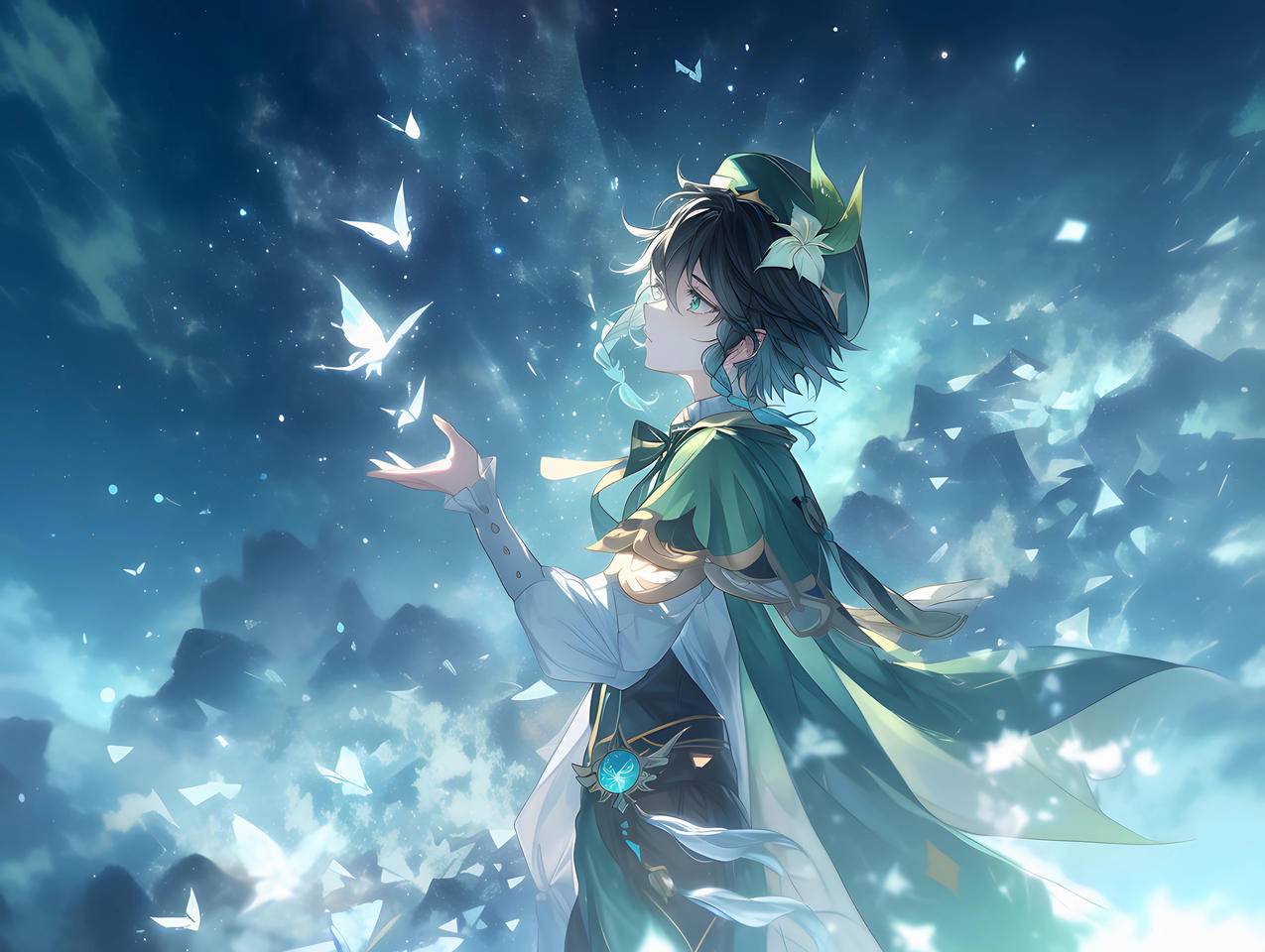 温迪 蝴蝶 唯美梦幻 4K壁纸