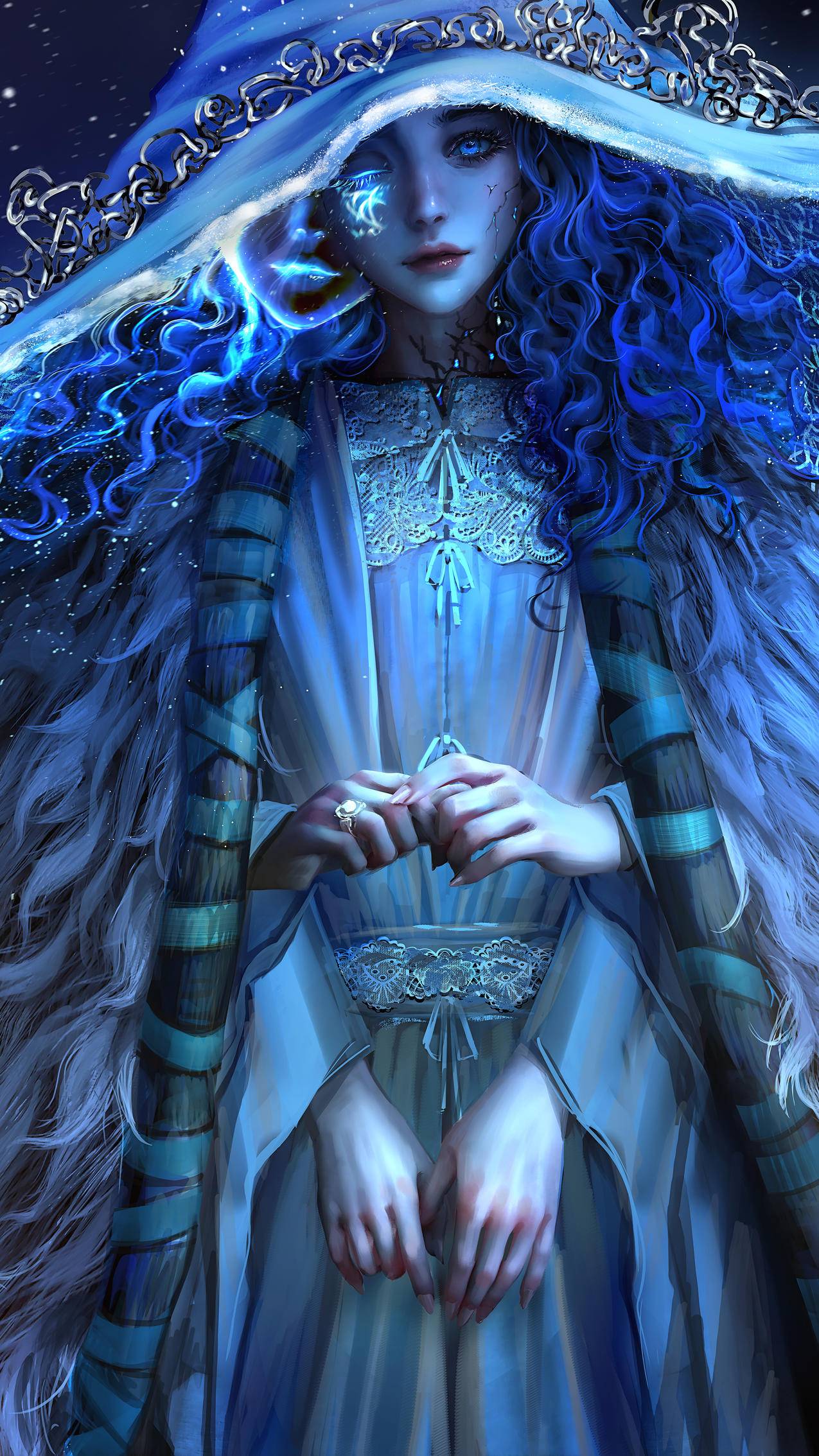 厚涂画 艾尔登法环梅丽娜 白雪女巫4k手机壁纸竖屏2160x3840
