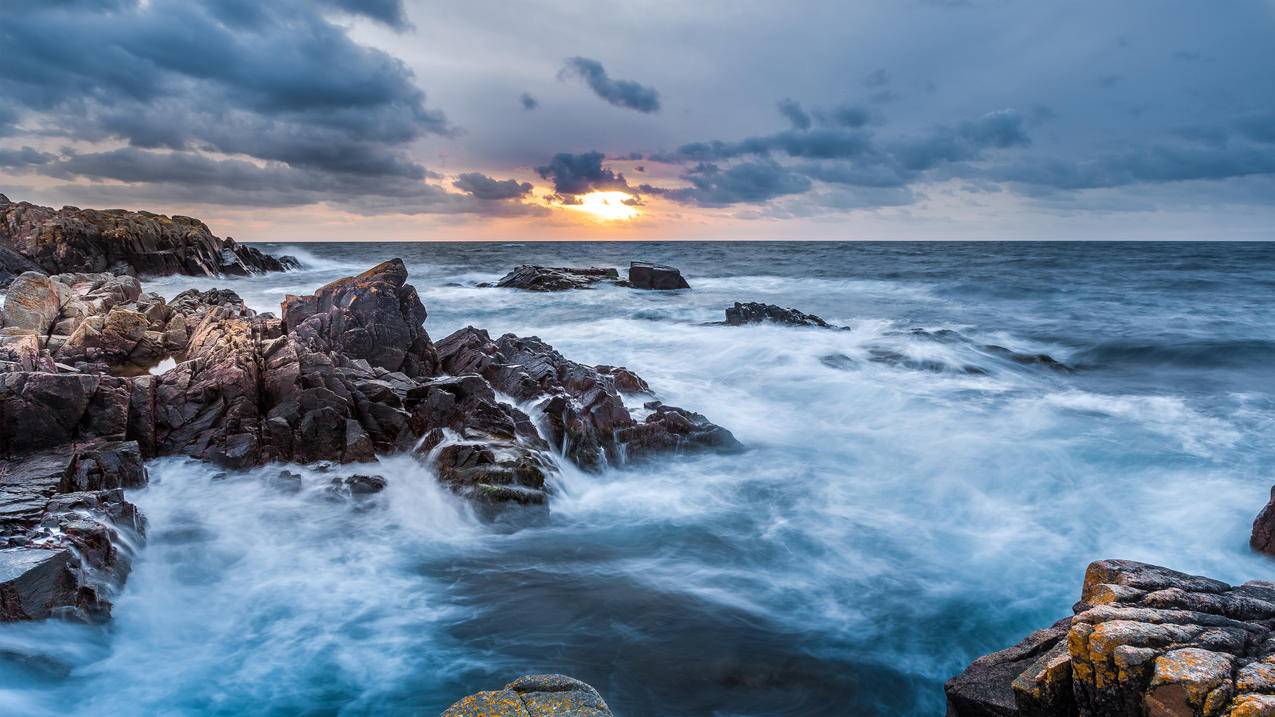 瑞典 南部海边日落风景 4k高清壁纸