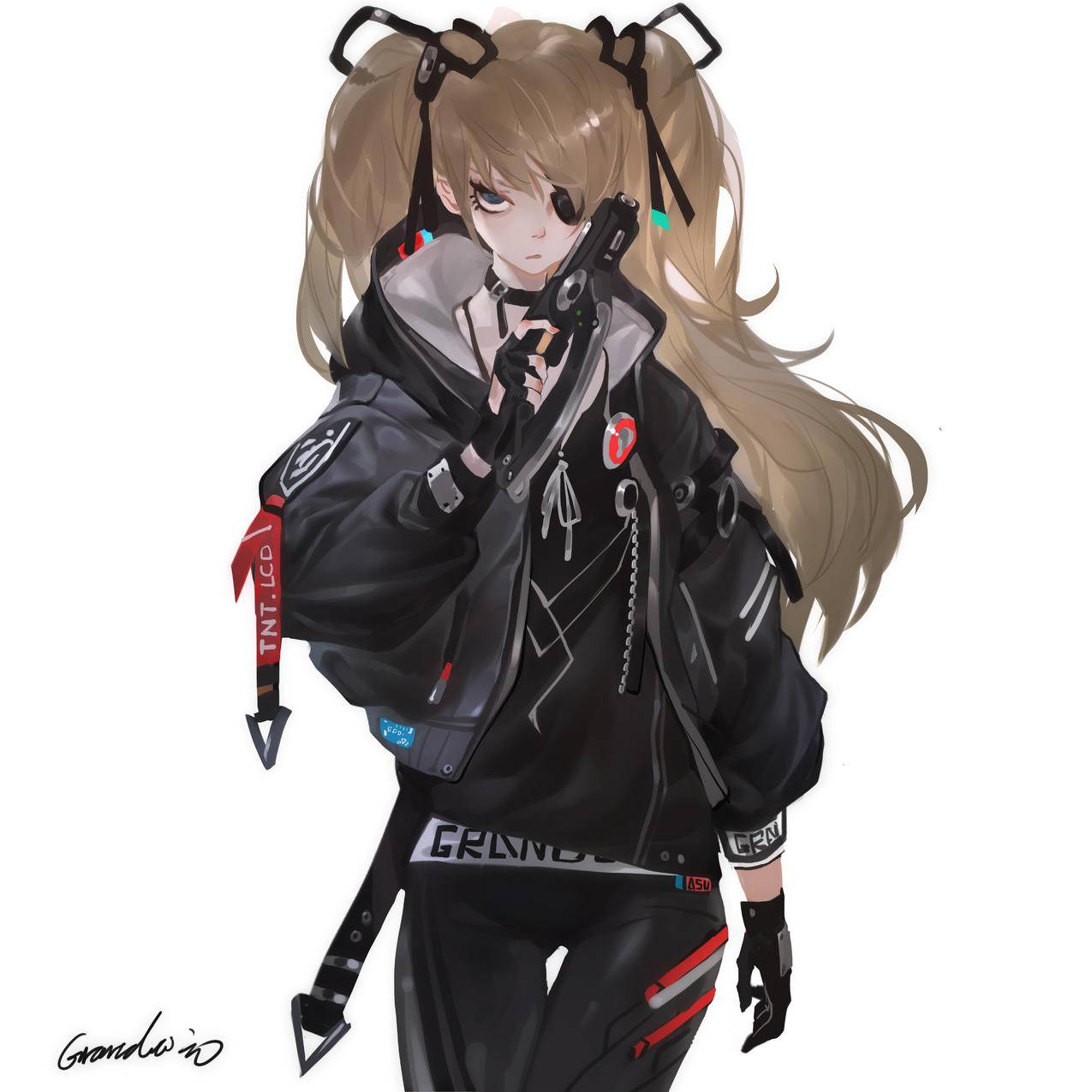 《新世纪福音战士》双马尾女孩 枪 酷 4K高清动漫壁纸