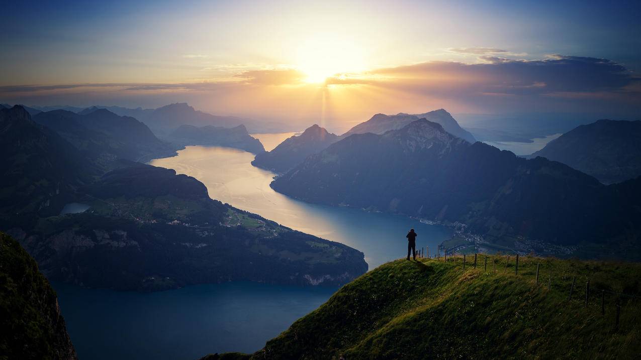 瑞士琉森湖风景4k壁纸
