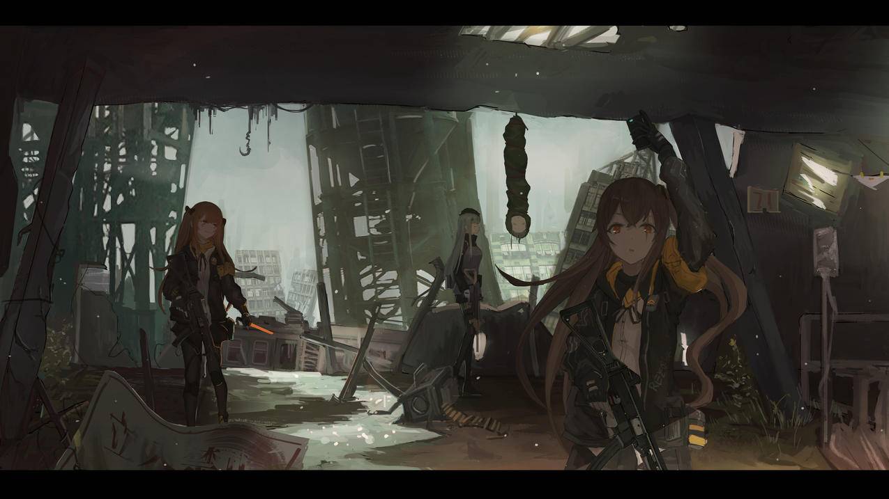 《404少女前线》战场 混乱 枪 4K高清动漫壁纸