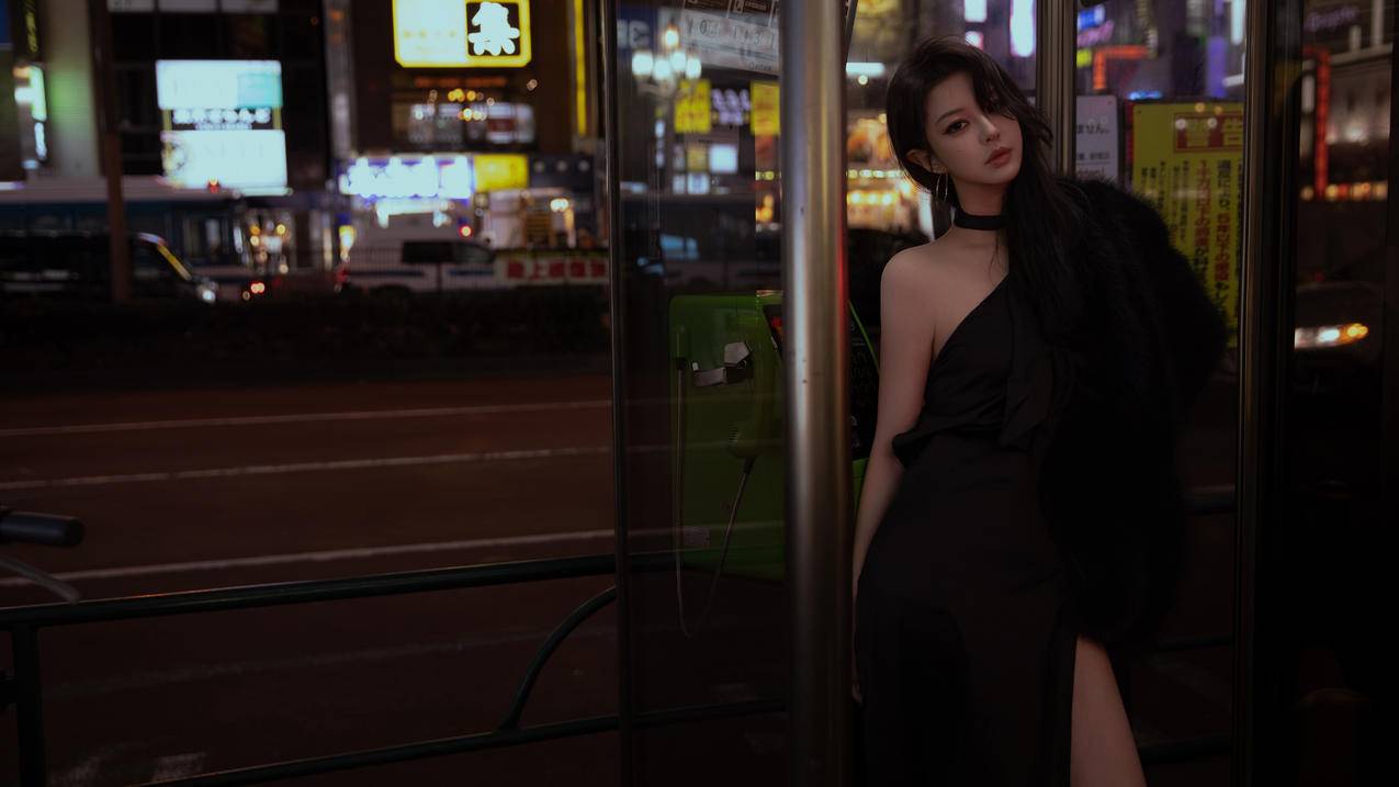 街头夜景 美女 4k桌面 5120x2880