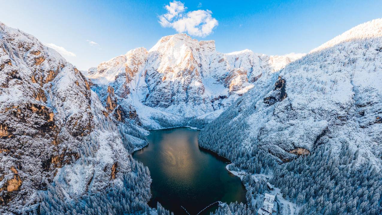 雪景自然奇景普拉格斯湖 布莱耶斯湖4K风景壁纸