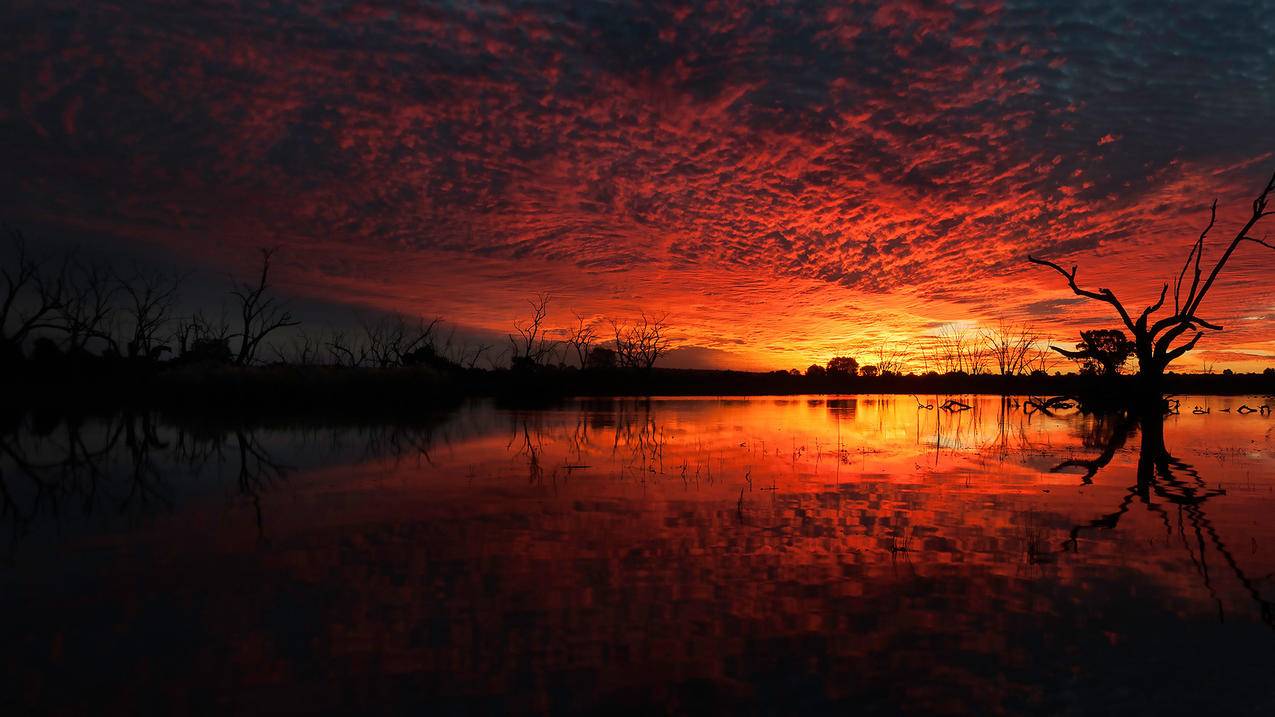 风景黄昏夕阳湖泊高清壁纸