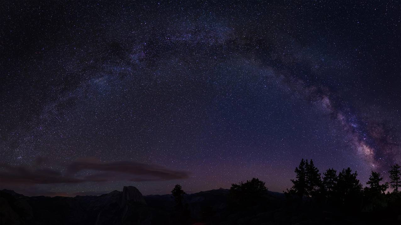 银河系 优胜美地 星空 4K风景高清壁纸