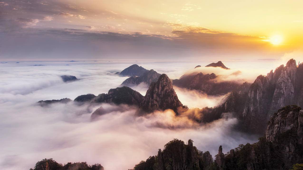 重阳节黄山云海高清风景 4K壁纸 3840x2160