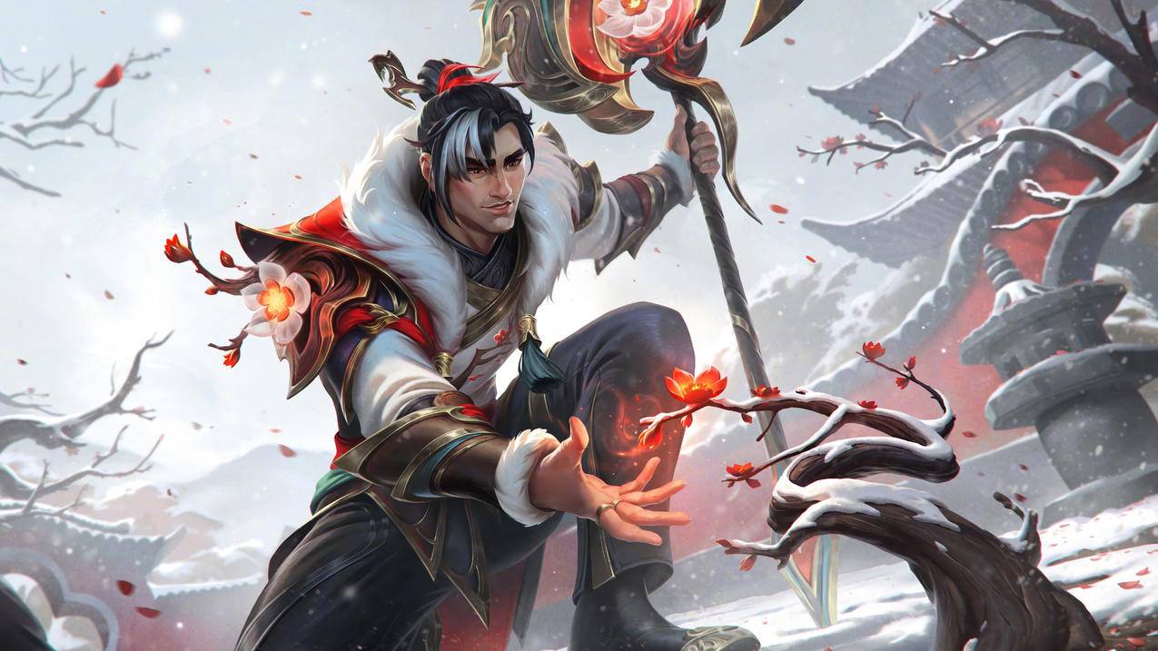 LOL英雄联盟踏雪寻梅杰斯 8K高质量游戏壁纸7680x4320