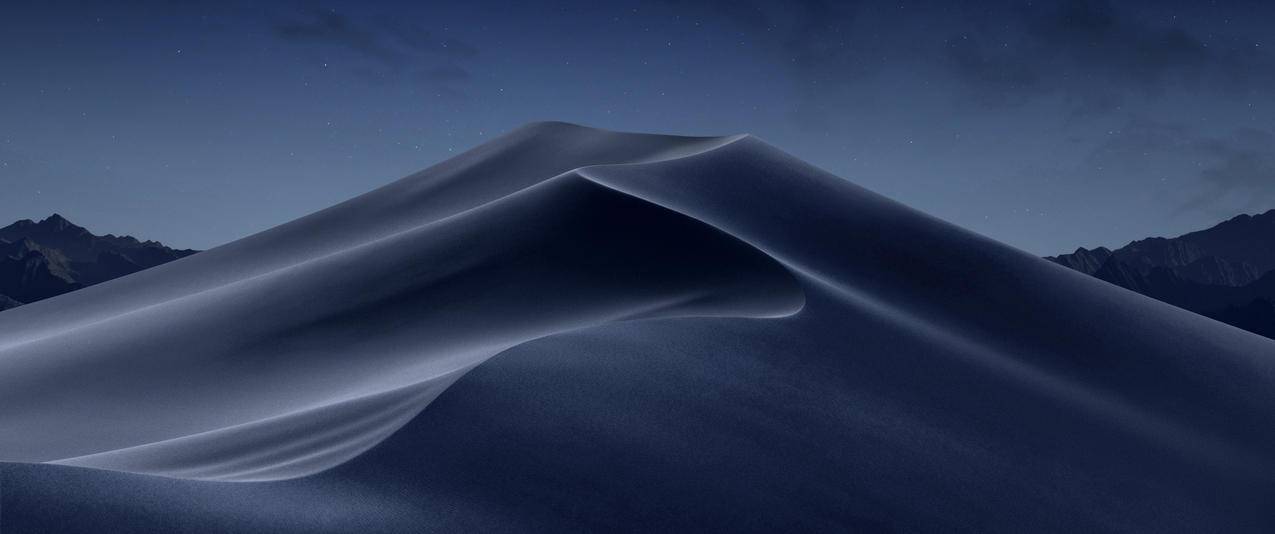 苹果MacOSMojave莫哈韦沙漠夜间风景带鱼屏壁纸