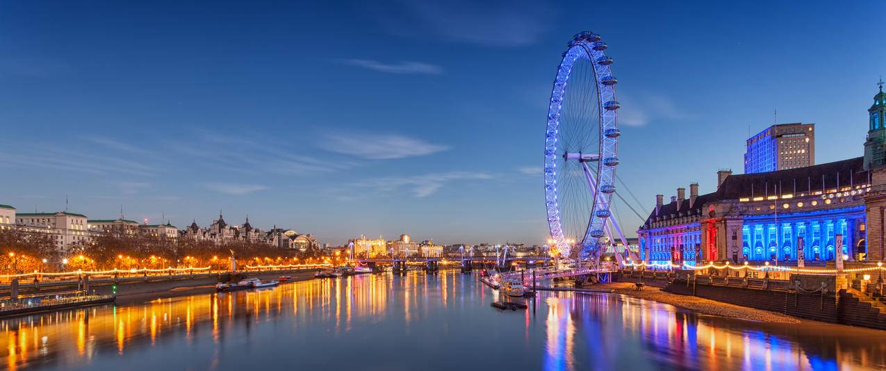 英国伦敦摩天轮风景带鱼屏壁纸