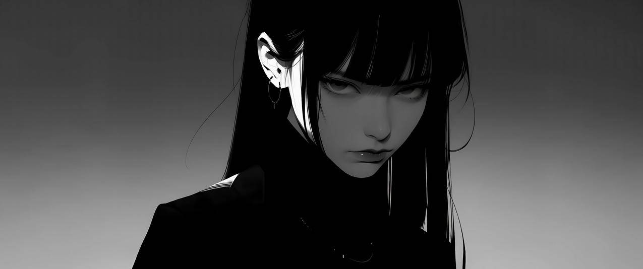 暗黑冷酷女生3440x1440带鱼屏动漫壁纸