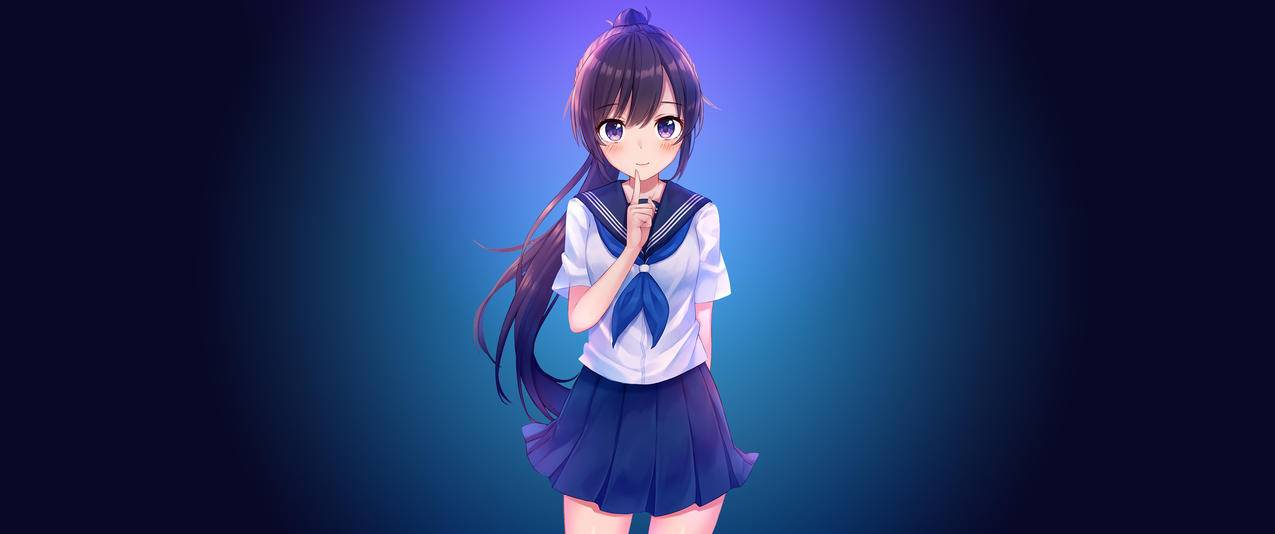 Secret可爱水手服动漫女生带鱼屏壁纸