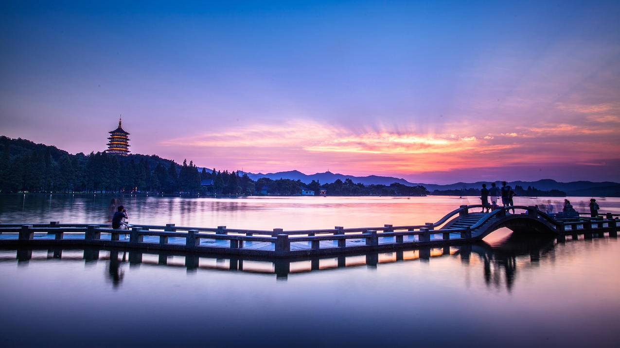 风景自然风光杭州西湖夜景湖泊高清壁纸