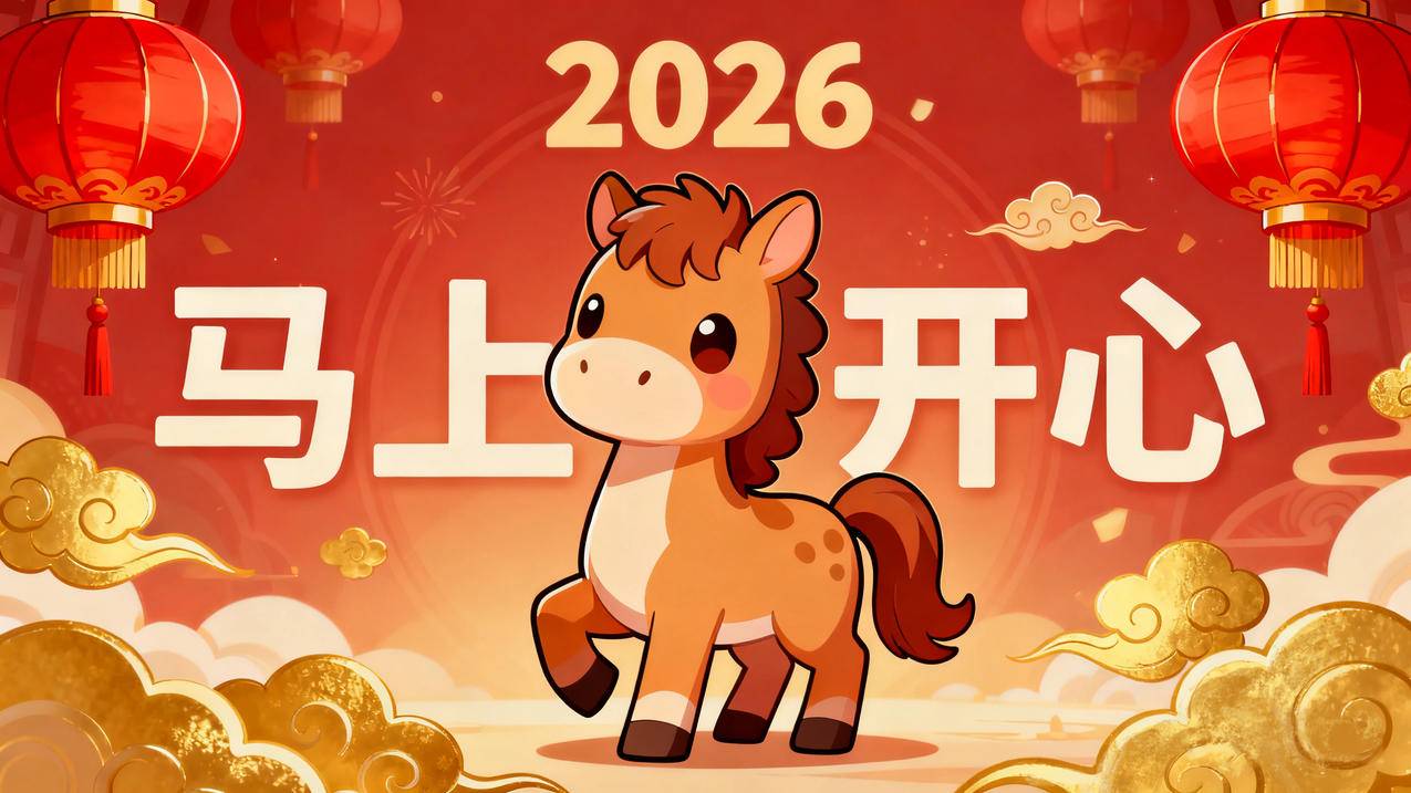 2026马上开心 马年图片 春节红色喜庆背景4k壁纸