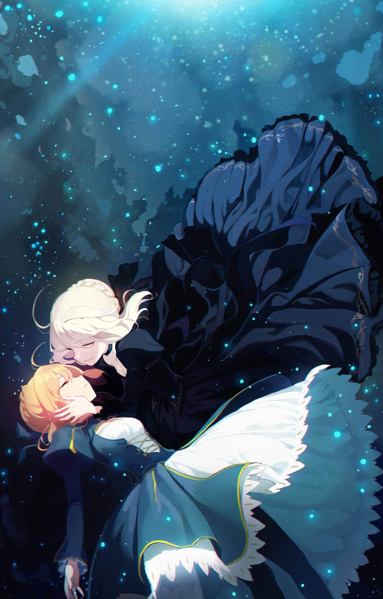 《Fate》阿尔托莉雅 黑裙白发 星光 4K高清动漫壁纸