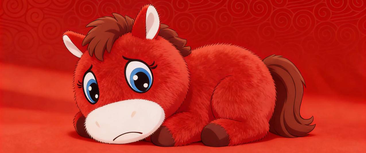 哭哭马 红色背景 3440x1440带鱼屏壁纸