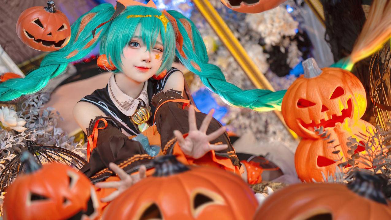 cosplay初音未来 南瓜 美女 4k电脑壁纸