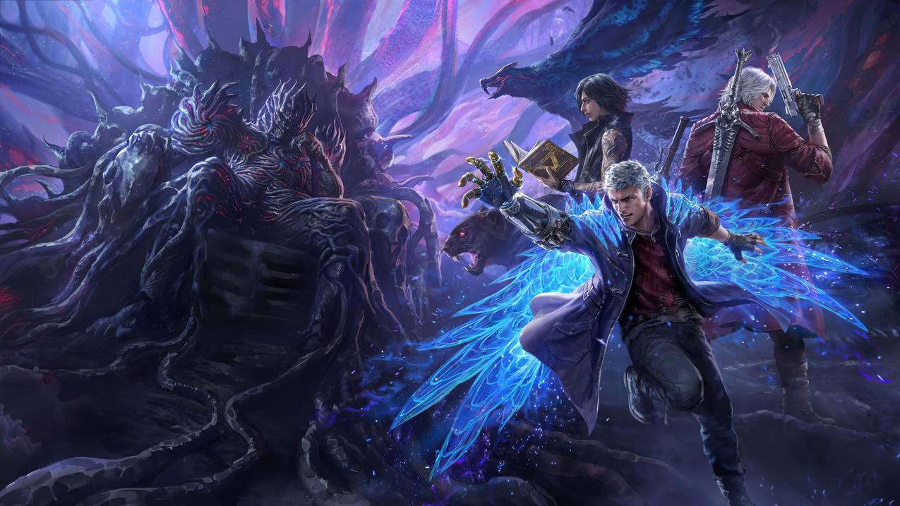 《鬼泣Devil May Cry》蓝色翅膀 魔鬼 人 4K高清壁纸