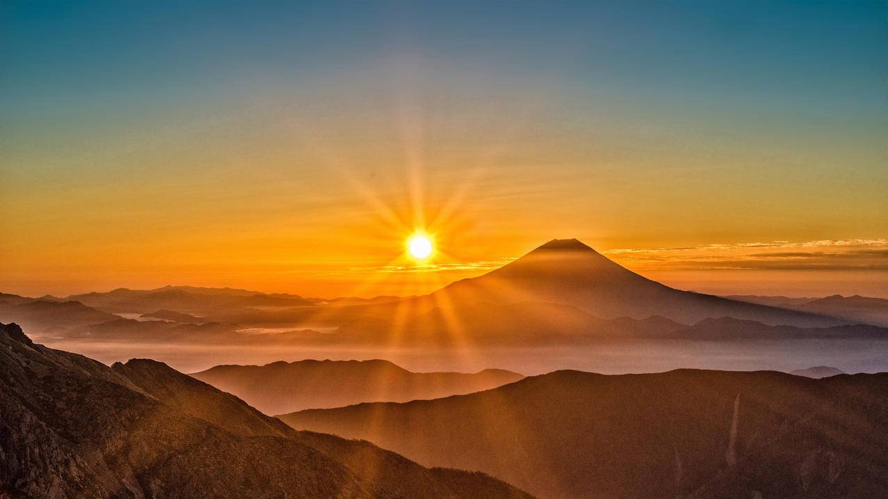 富士山 日出风景 4k高清壁纸