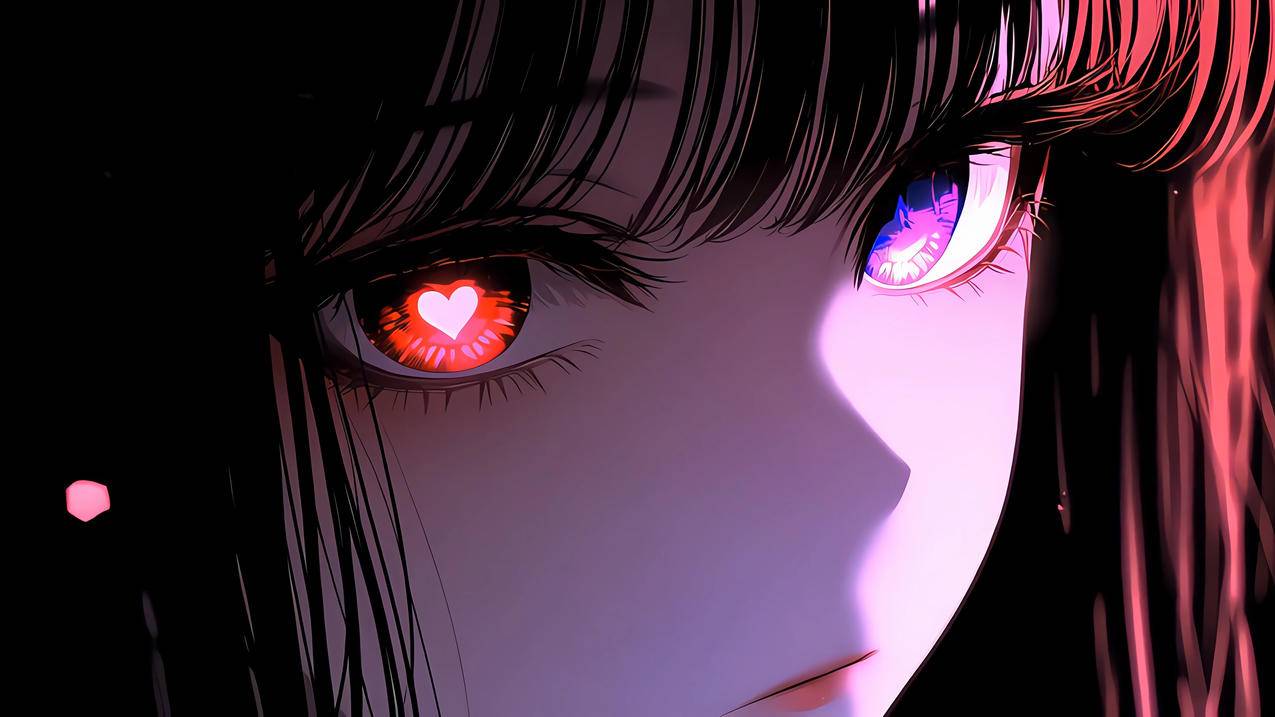 少女眼睛爱心 脸 4K壁纸