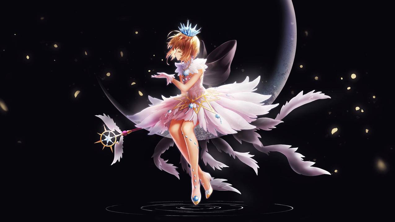 《魔卡少女樱》女孩 天使 魔法棒 樱花 4K高清动漫壁纸