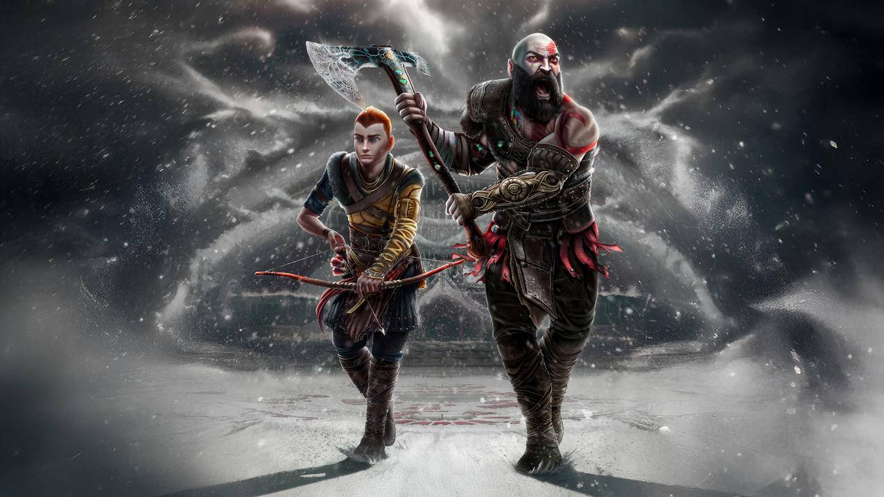 《战神 Kratos And Atreus God Of War Ragnarok》4K游戏壁纸