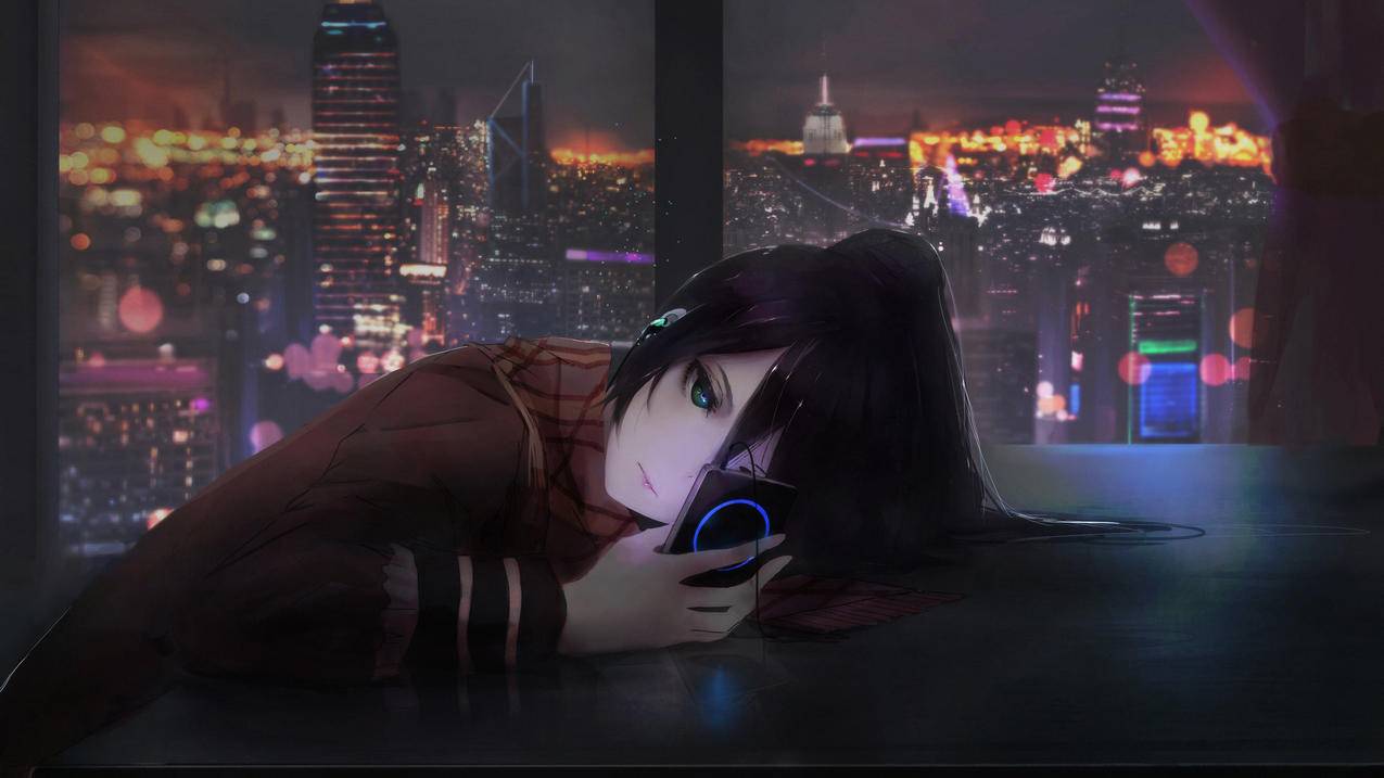 使用手机的动漫女孩 4K高清动漫壁纸