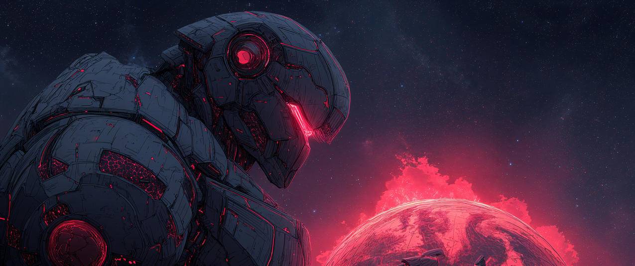 机器人 星球 科幻风 3440x1440高清带鱼屏壁纸