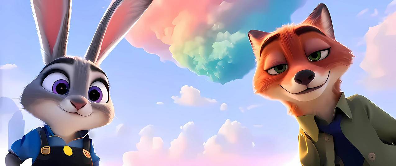 兔子朱迪 彩云 朱迪 3440x1440带鱼屏壁纸