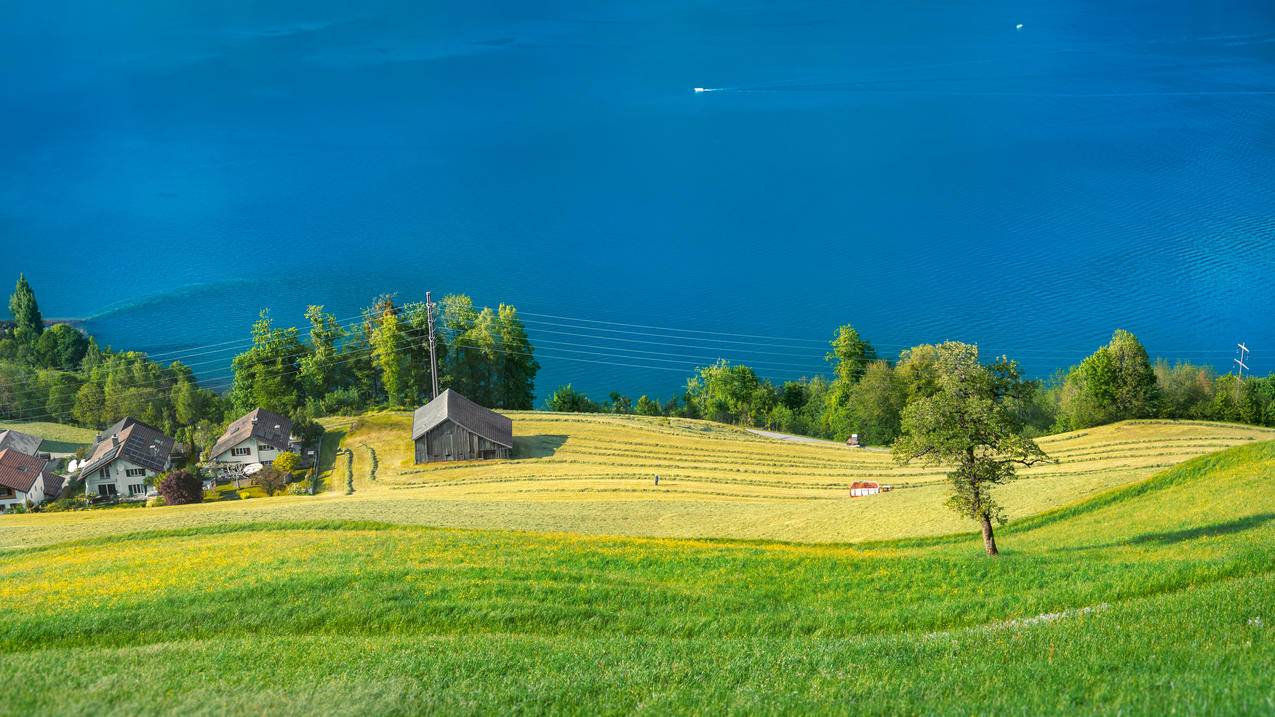 秋天海边房子小屋风景4K壁纸3840x2160