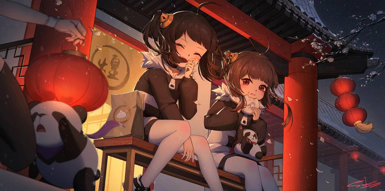 新年贺图 少女白裤袜 小熊猫 碧蓝航线 4K动漫壁纸
