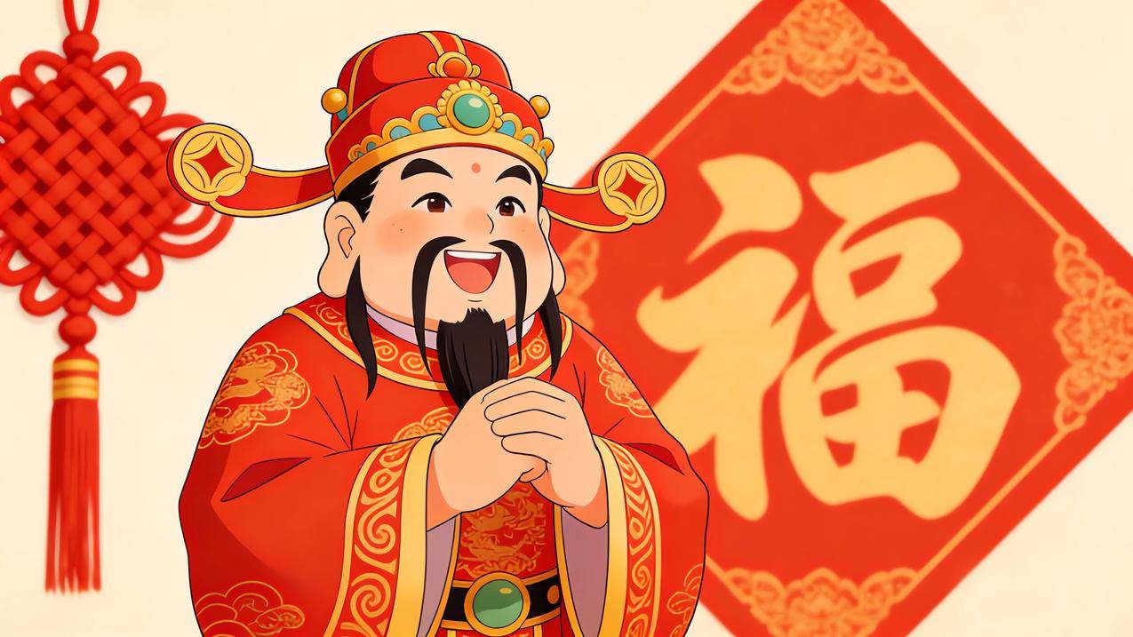 2026年财神送福 福字4k电脑壁纸