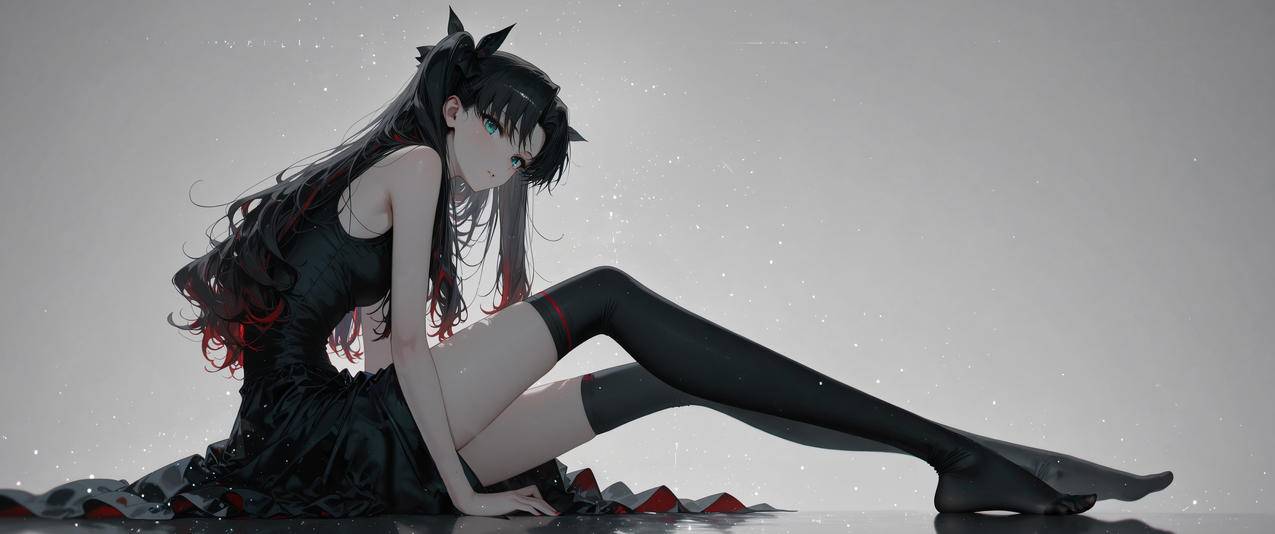 暗色系美女 远坂凛 3440x1440带鱼屏壁纸