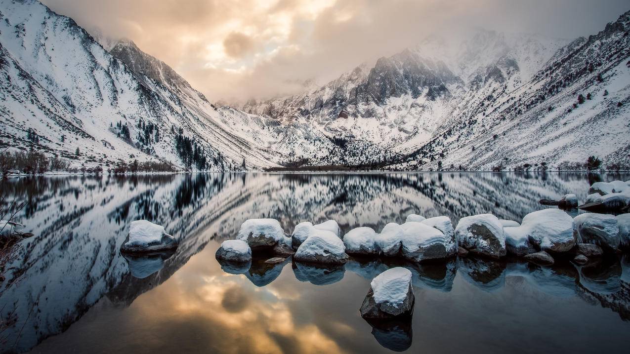 风景冰天雪地寒冷湖水4k壁纸