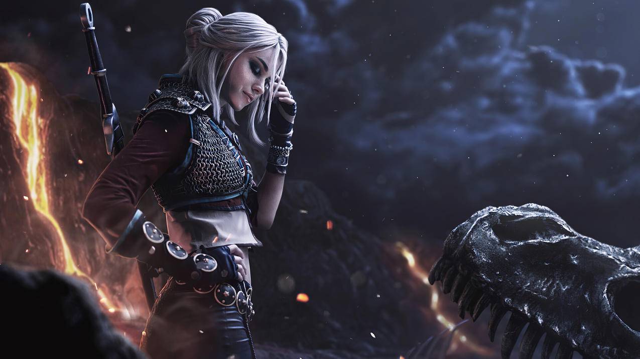 《巫师 Witcher》白发女孩 4K高清壁纸