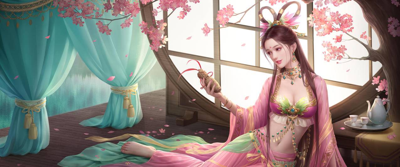 三国杀 玉脂牵芯SP貂蝉3440x1440带鱼屏高清壁纸