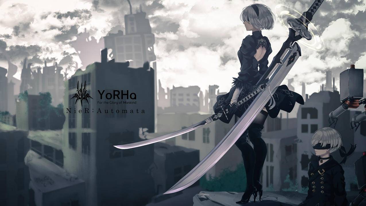 《尼尔 机械纪元 NieR Automata》武器 武士刀 4k高清壁纸