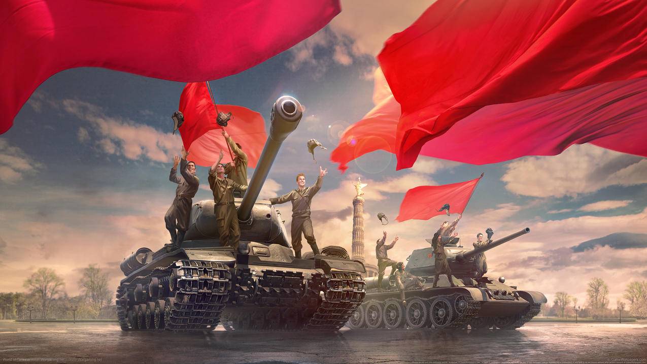 《坦克世界 World of Tanks》坦克 红旗 军人 4K高清壁纸