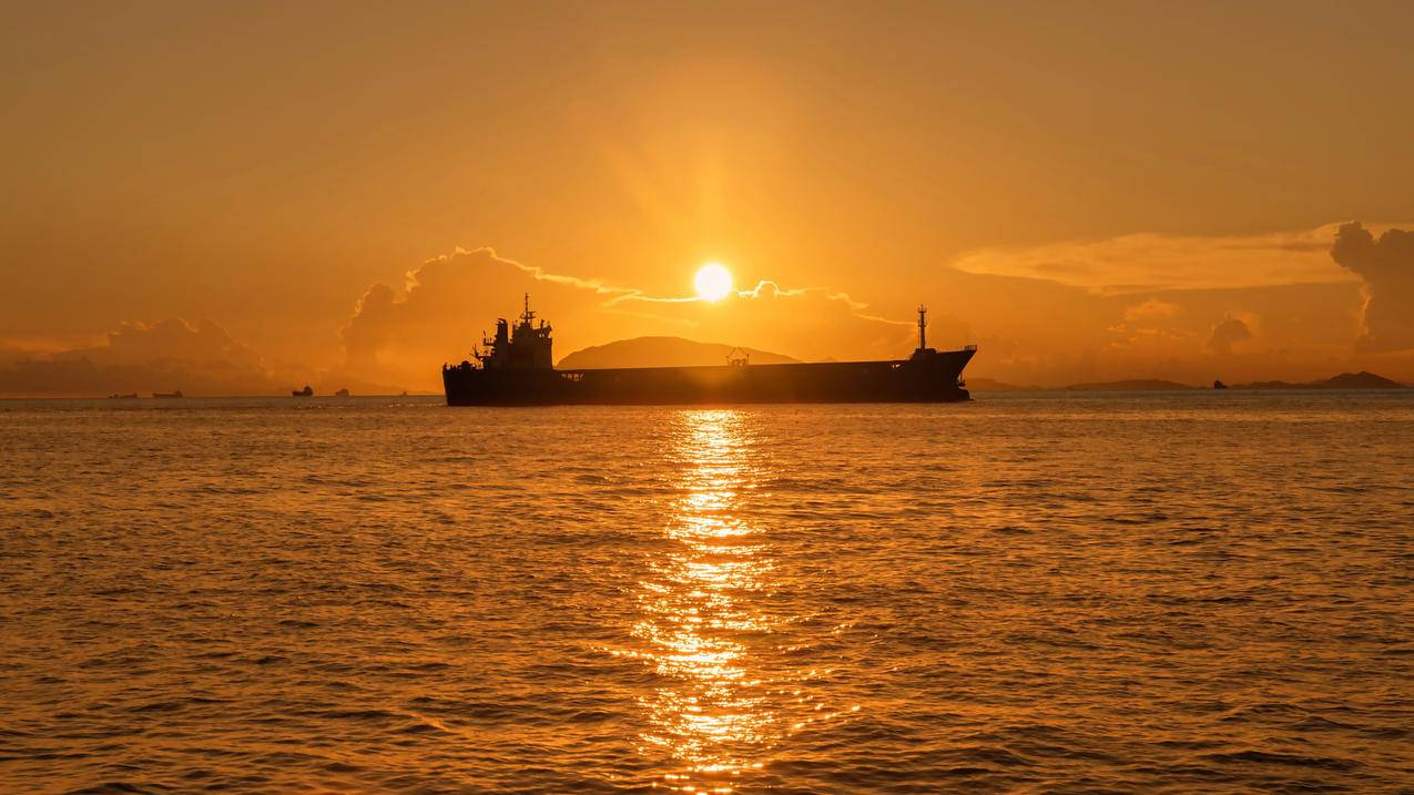 夕阳 海 轮船 风景 4k电脑壁纸