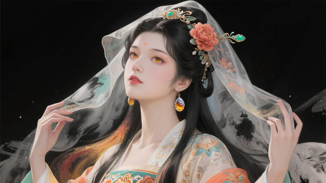 古风姑娘头纱唯美 4K壁纸 3840x2160