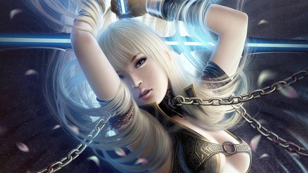 游戏游戏美女光晕光环插画高清壁纸
