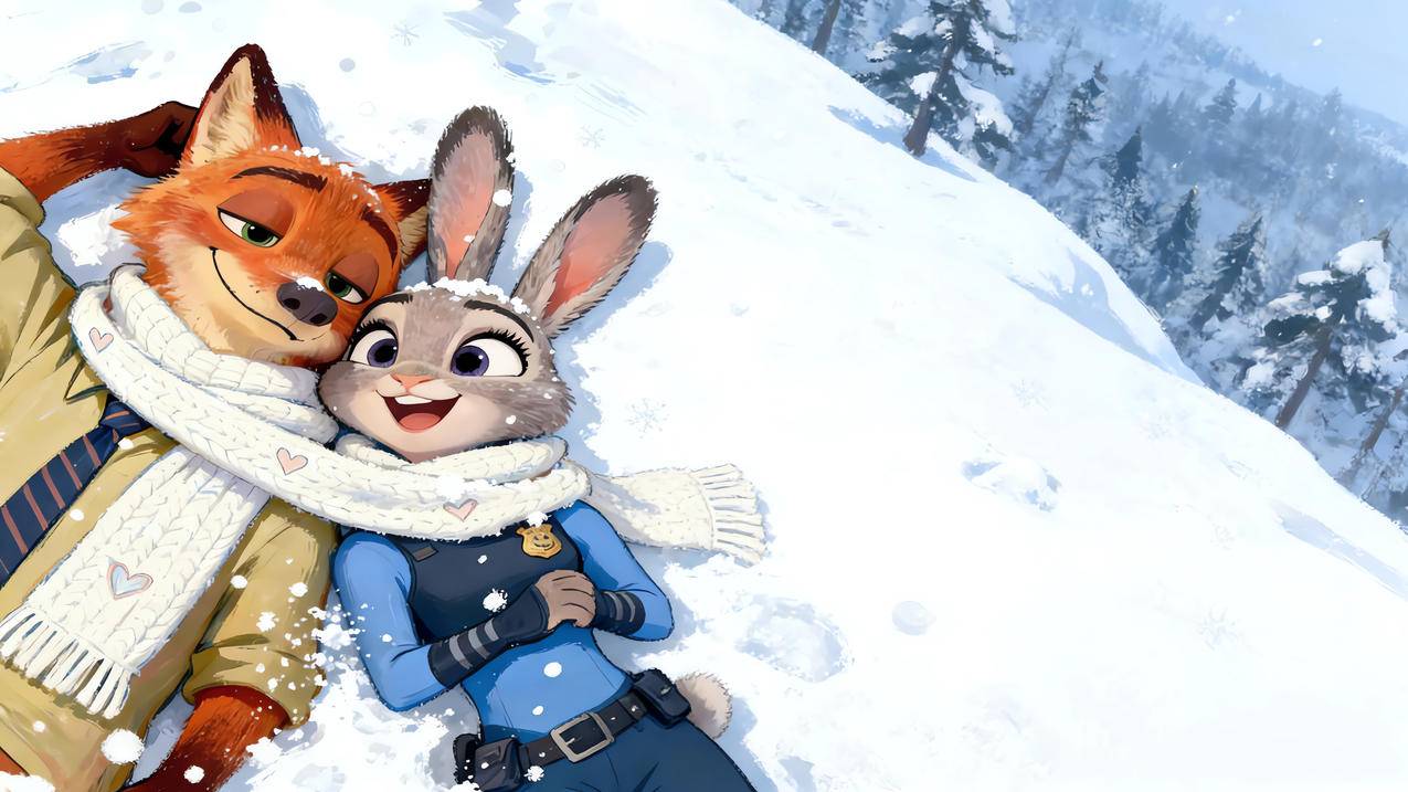 朱迪狐尼克雪地 围巾 4K电脑壁纸