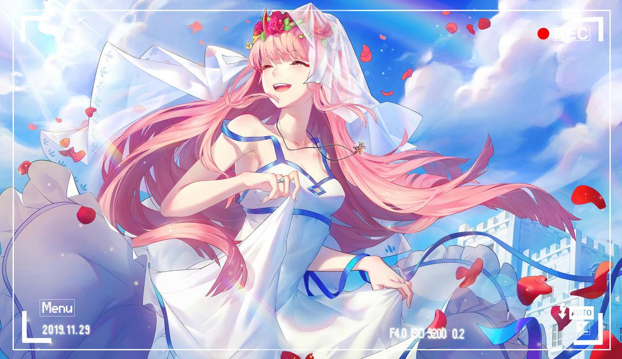 《DARLING in the FRANXX》Code 002婚纱 玫瑰花瓣 4K高清唯美动漫壁纸