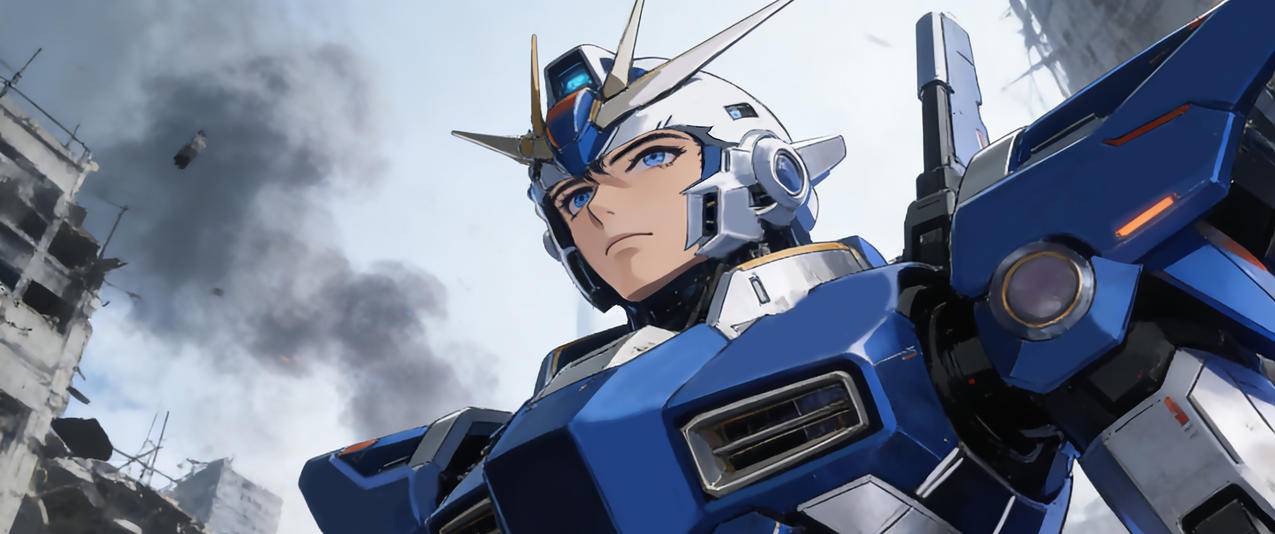 帅气蓝色机甲帅哥3440x1440带鱼屏壁纸