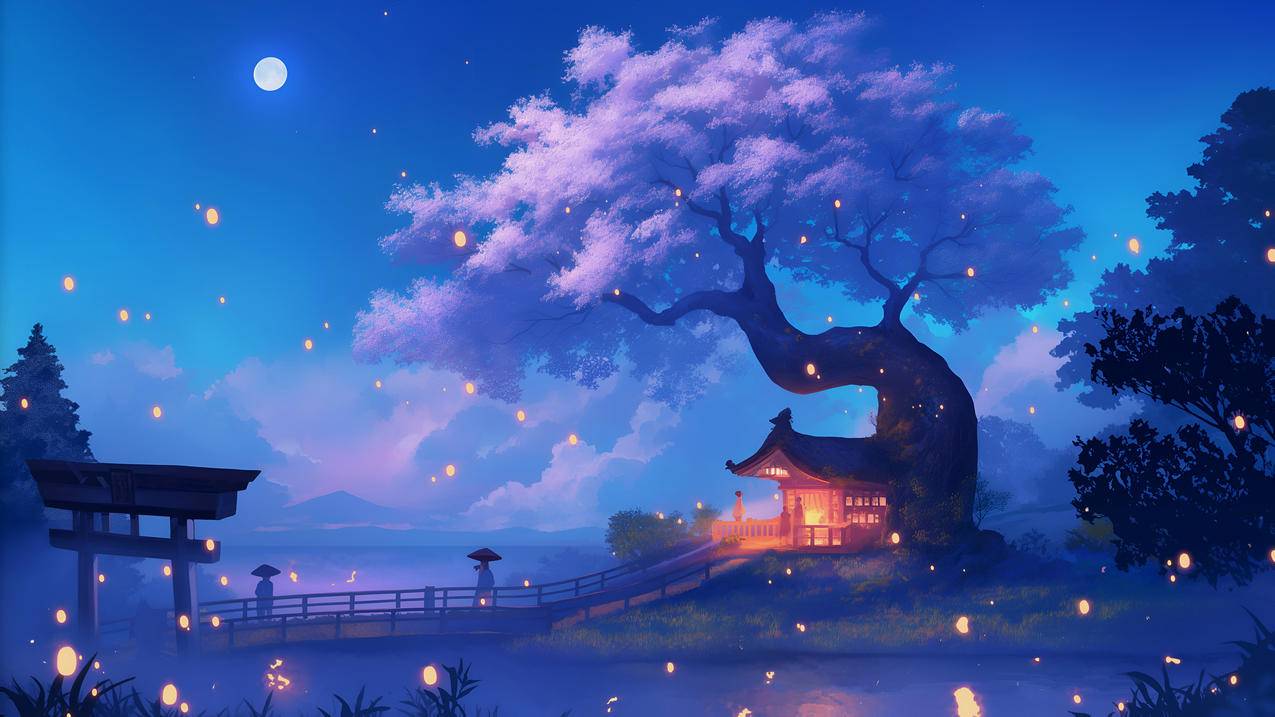 树屋 唯美 月光 风景 4k壁纸 3840x2160