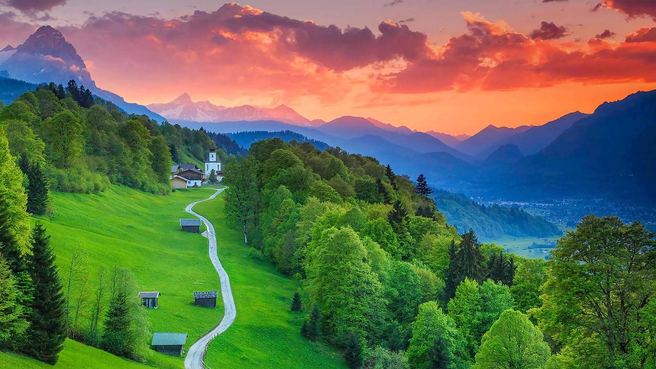 德国 巴伐利亚 加尔米施帕 滕基兴 4k风景高清壁纸